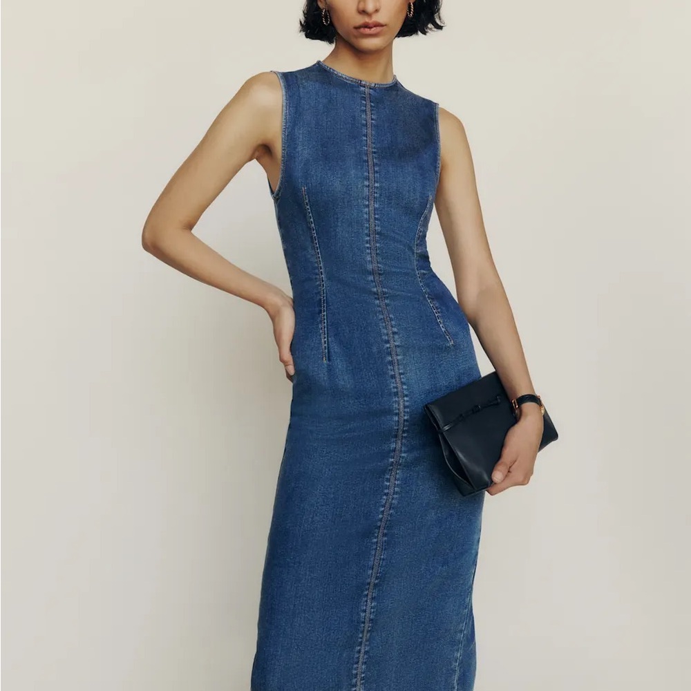 Reformation Kendi Sleeveless Denim Midi Dress NWT brand new - Picture 1 of 15